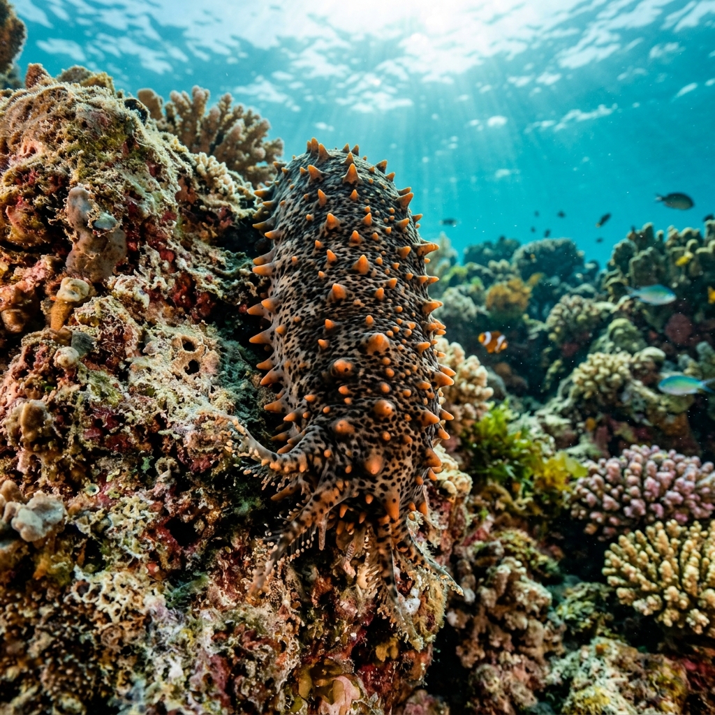 Sea Cucumber (Holothuroidea spp.) in its marine habitat