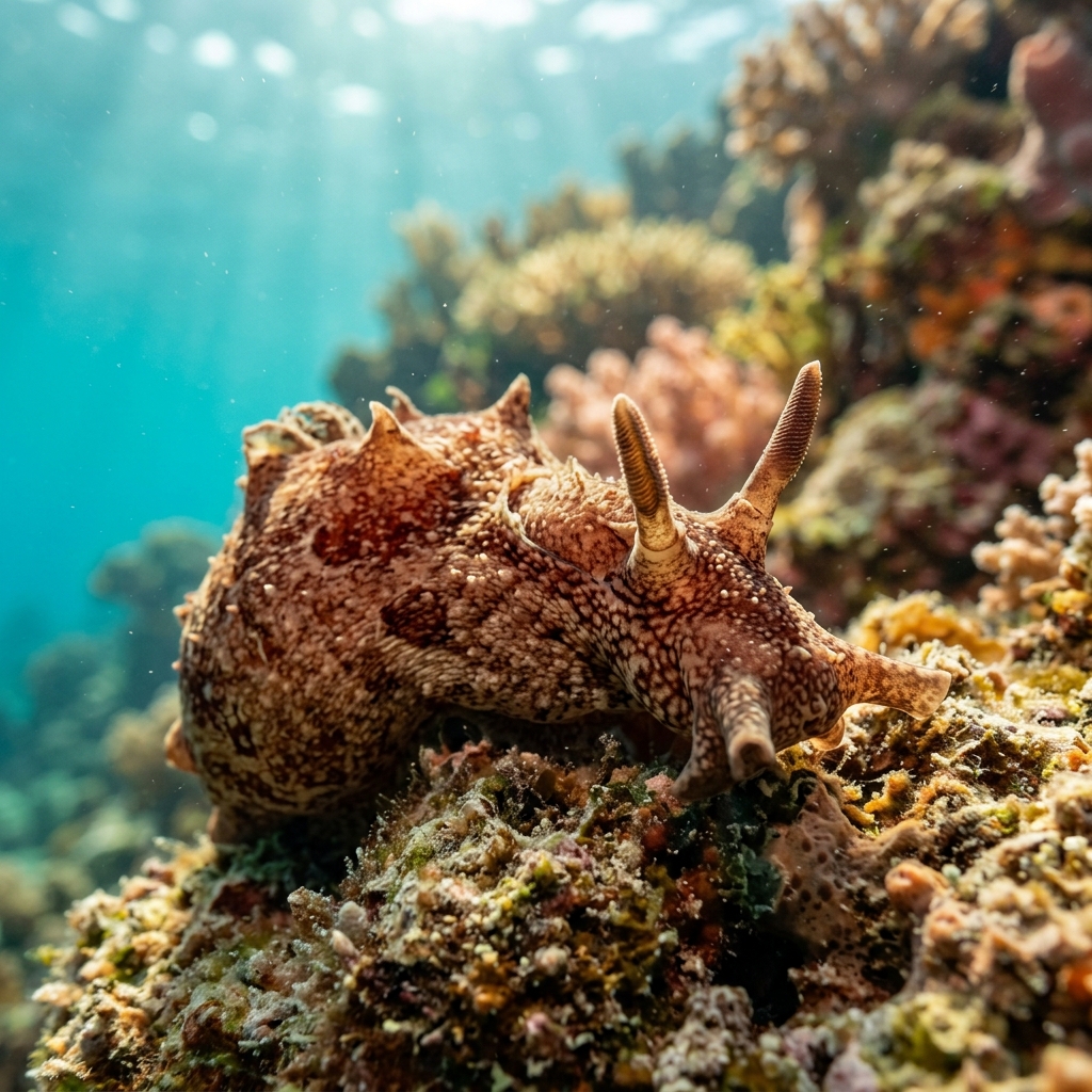 Sea Hare (Aplysiidae spp.) on the ocean floor