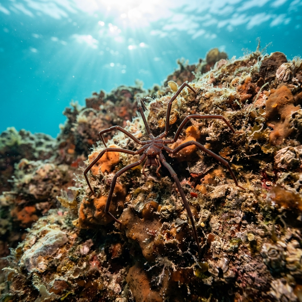 Sea Spider (Pycnogonida spp.) in its marine habitat