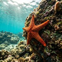 Sea Star (Asteroidea spp.) in its marine habitat