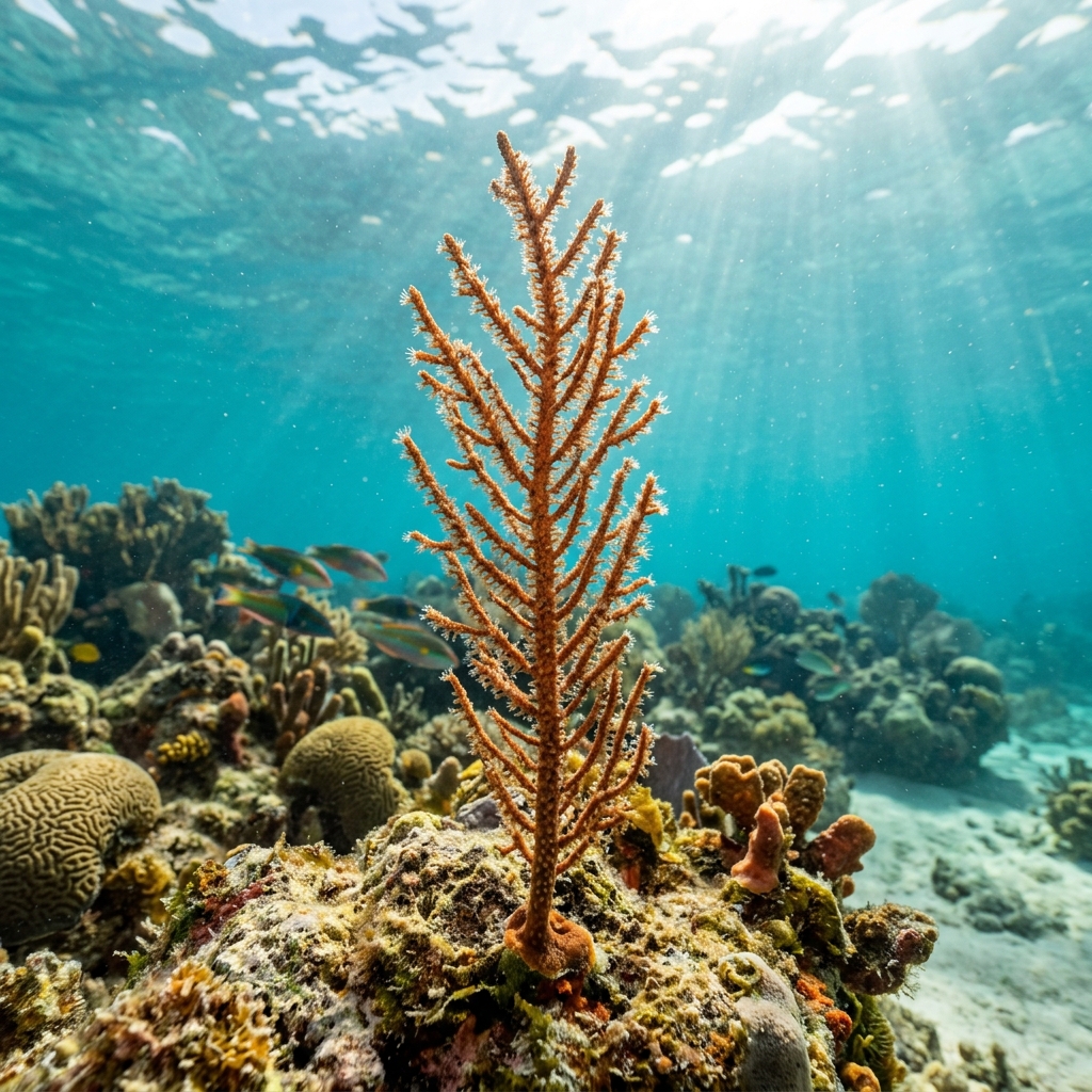 Sea Whip (Ellisellidae spp.) growing on a reef