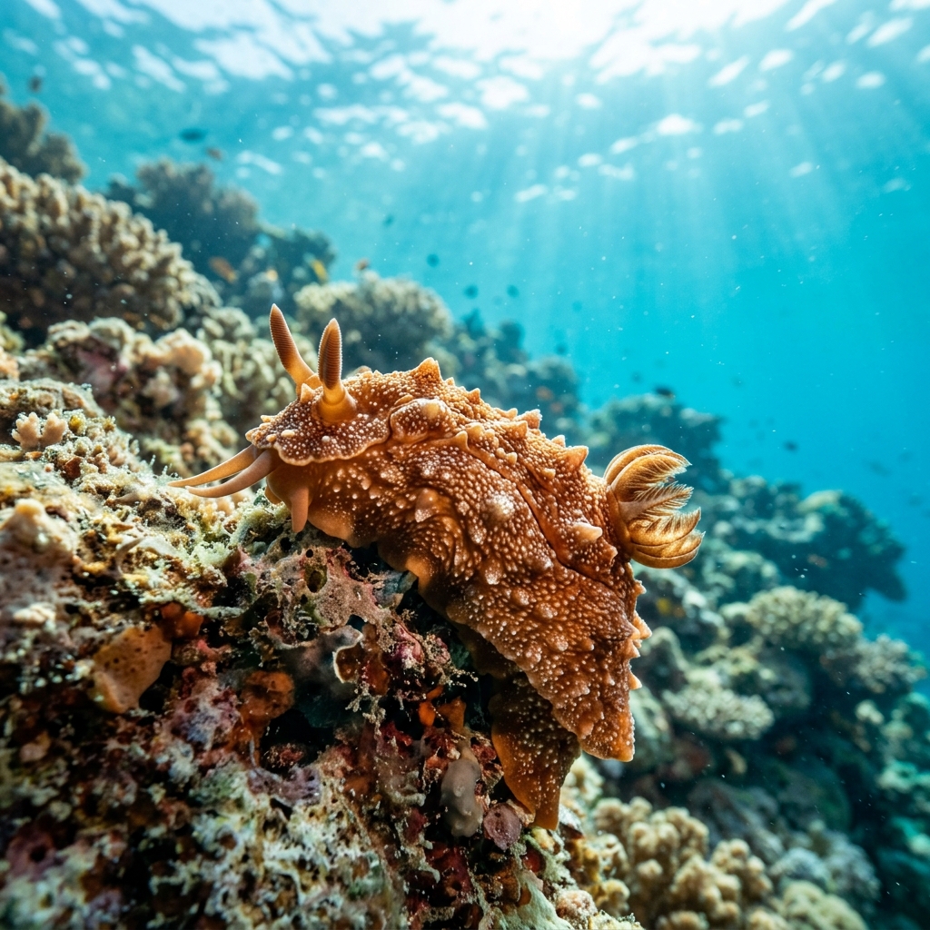 Seaslug (Pleurobranchidae spp.) on the ocean floor
