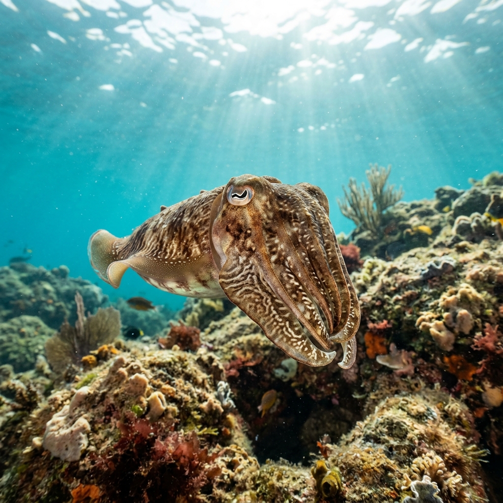 Sepia (Procellariidae spp.) in its underwater habitat