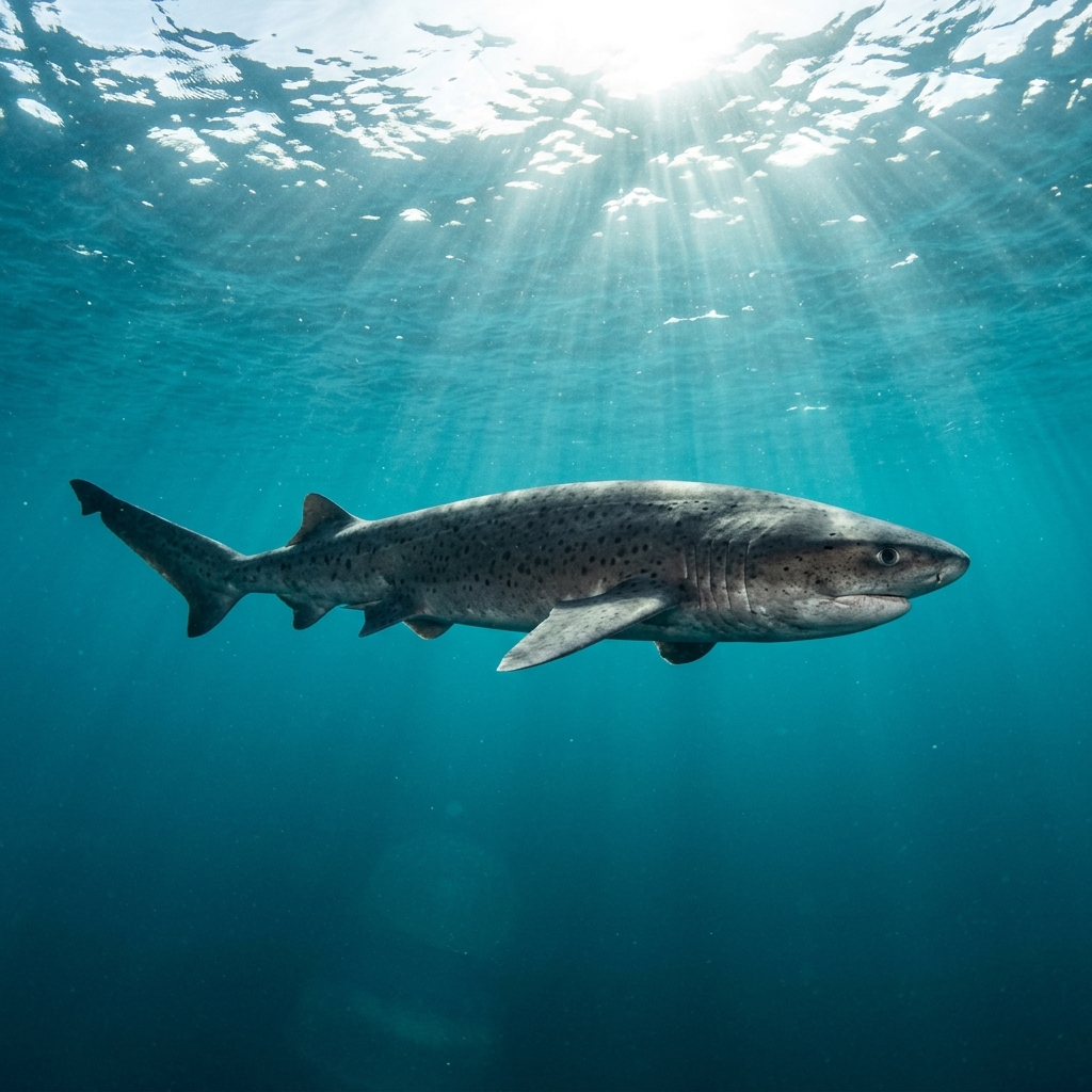 Sevengill Shark (Hexanchidae spp.) cruising through the ocean