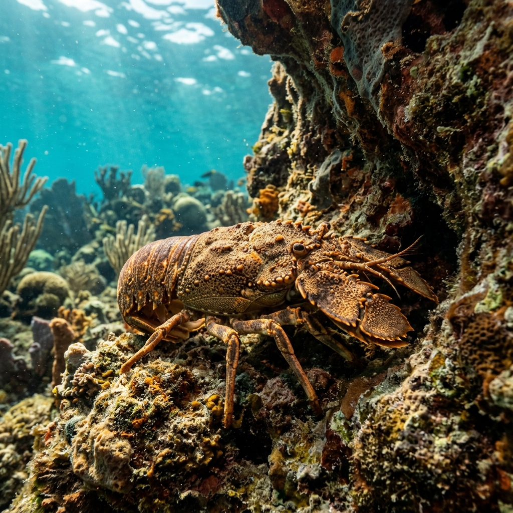 Slipper Lobster (Scyllaridae spp.) on a coral reef