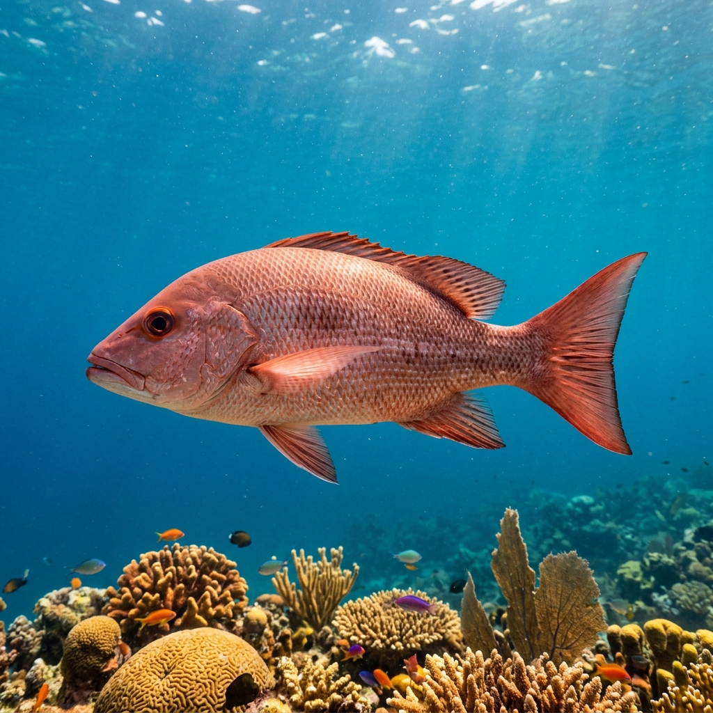 Snapper (Lutjanidae spp.) swimming in its natural underwater habitat