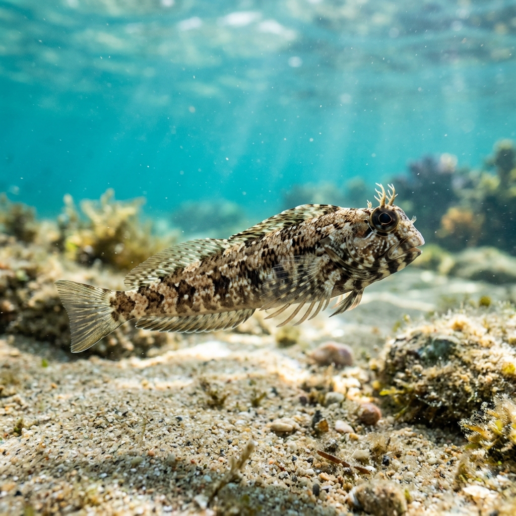 Sphinx Blenny (Aidablennius sphynx) swimming in its natural underwater habitat