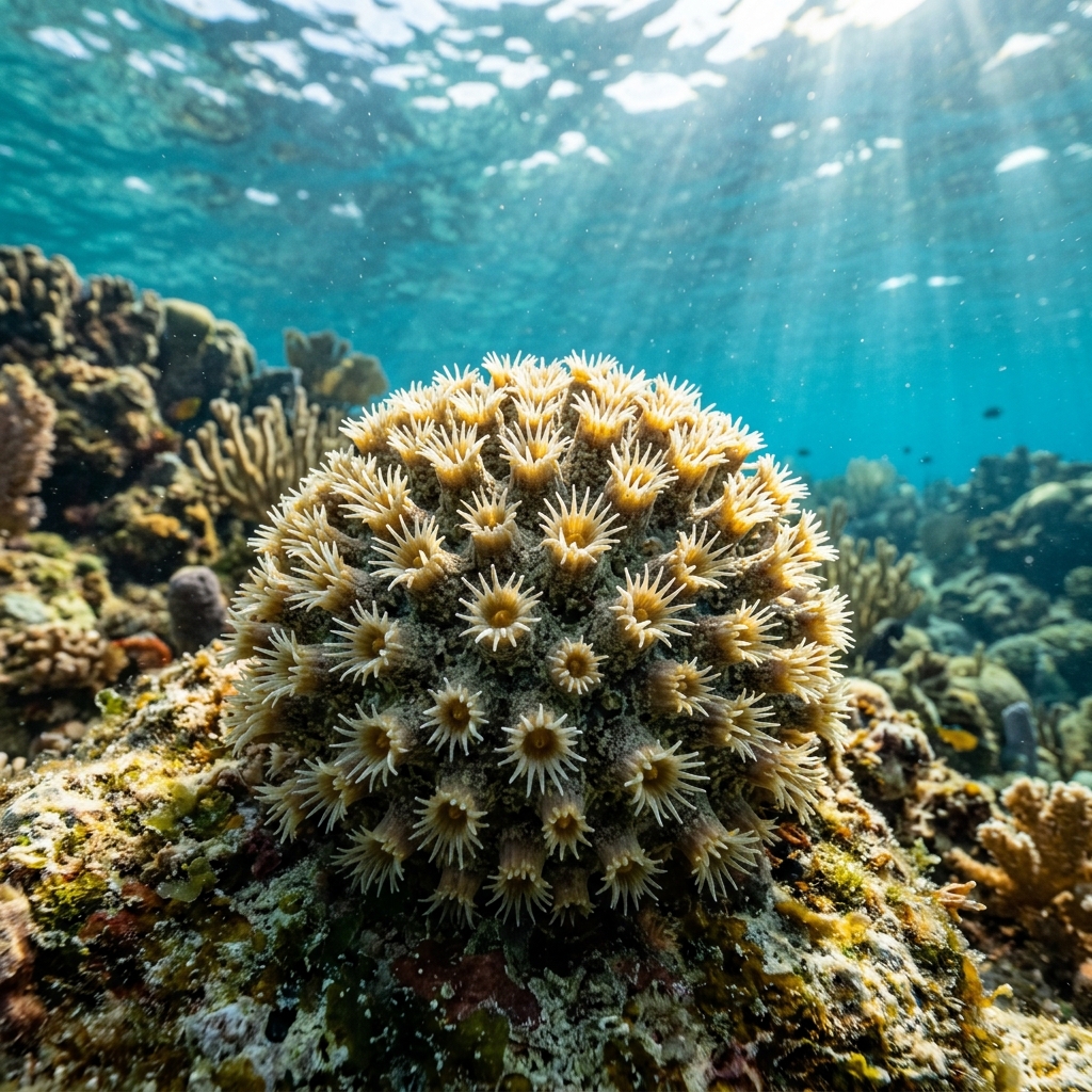 Star Coral (Astrangiidae spp.) growing on a reef