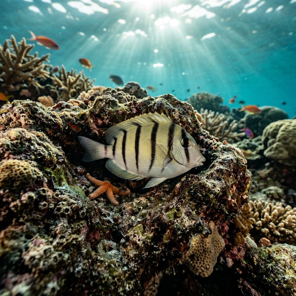 Tang (Epialtidae spp.) swimming in its natural underwater habitat