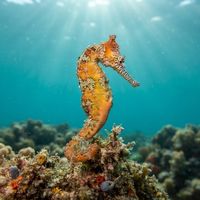 Tiger Snout Seahorse (Hippocampus subelongatus) underwater
