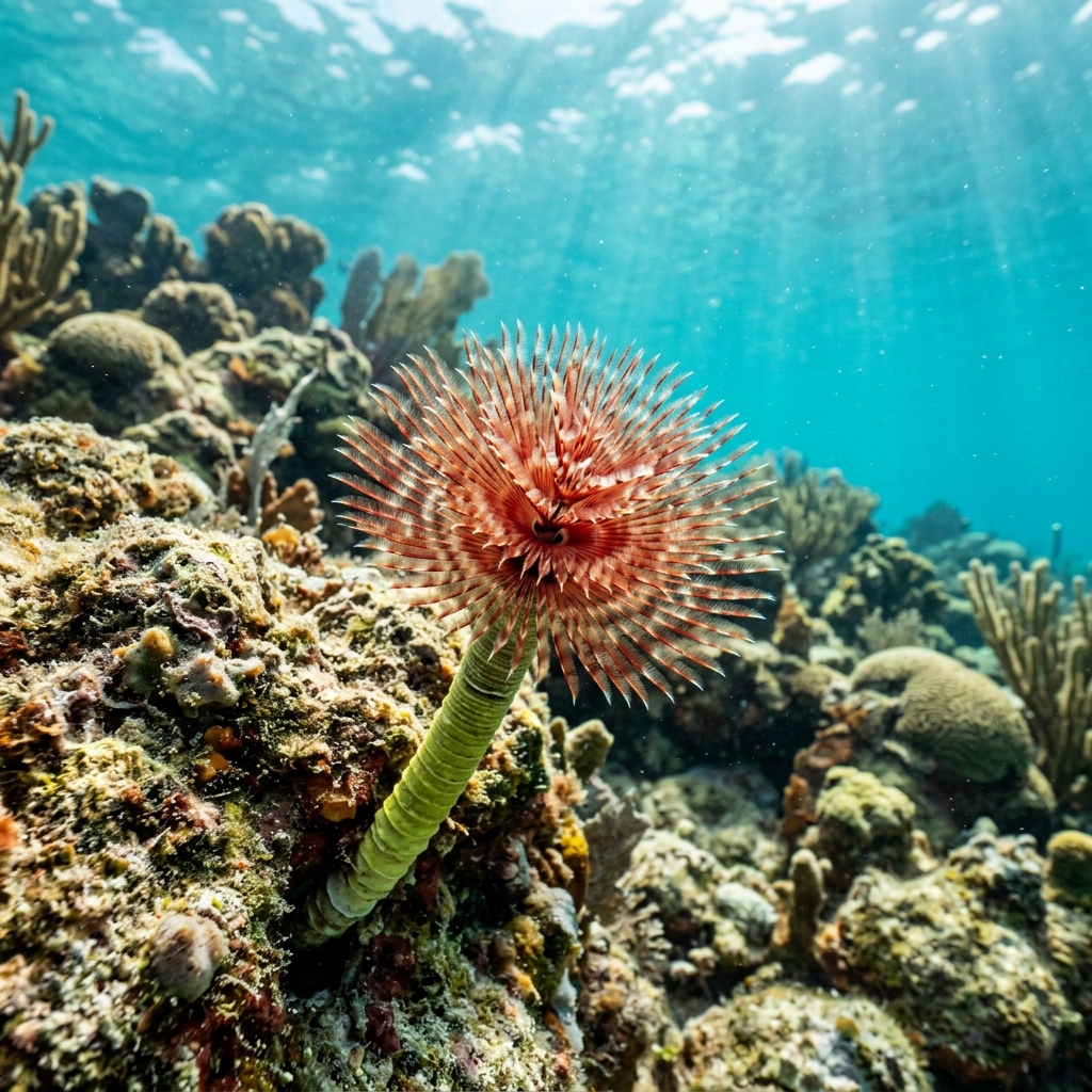 Tube Worm (Serpulidae spp.) in its marine habitat