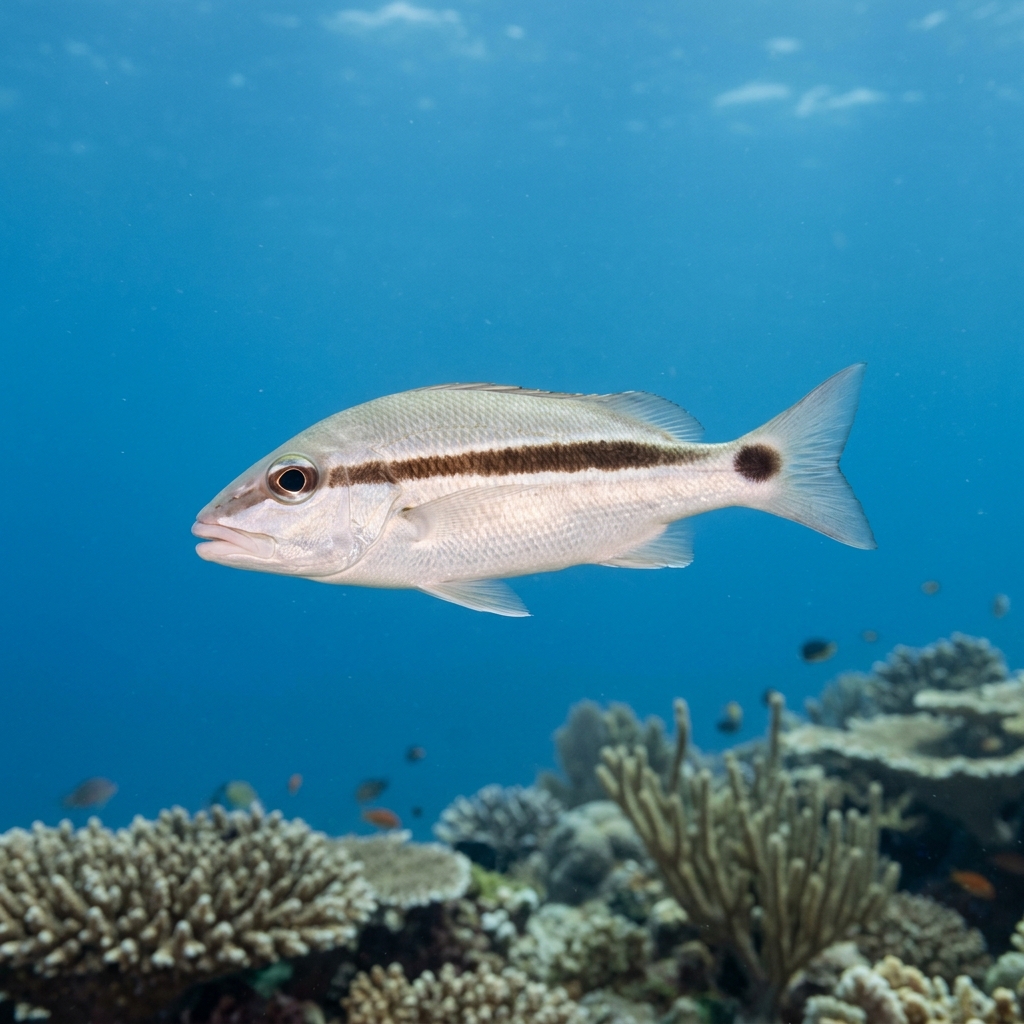 Underwater photograph of a juvenile Bluestriped Grunt