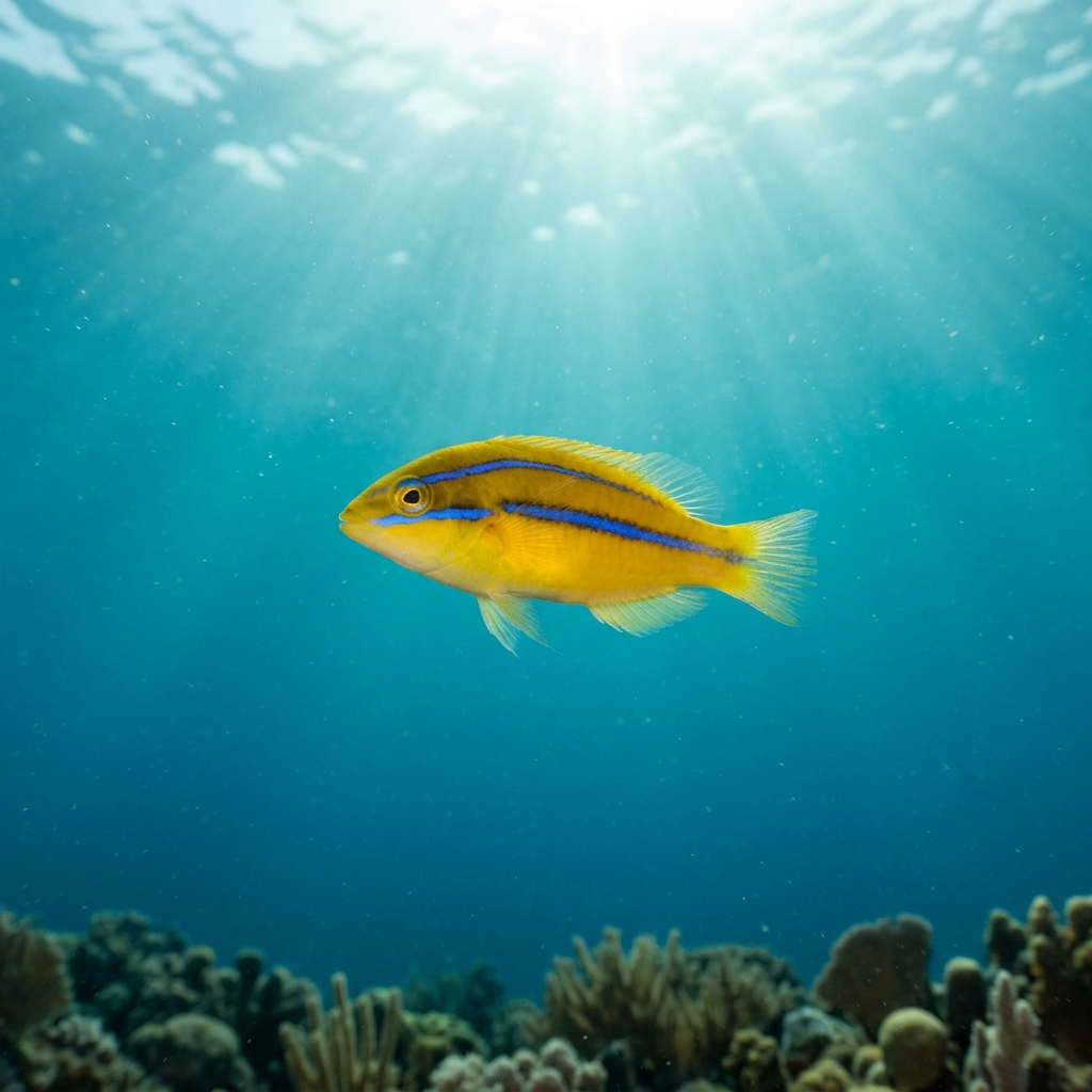 Underwater photograph of a juvenile Creole Wrasse