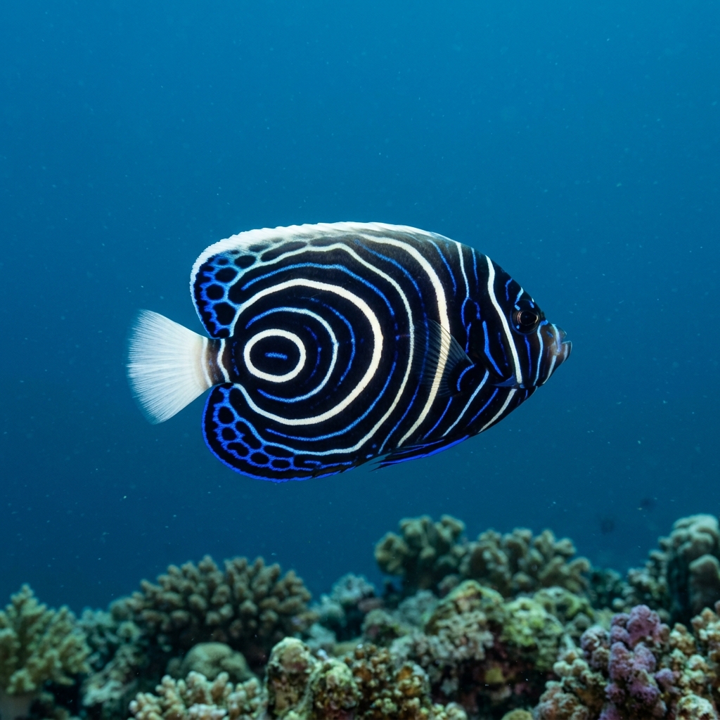 Underwater photograph of a juvenile Emperor Angelfish