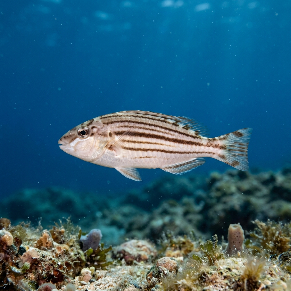 Underwater photograph of a juvenile European Parrotfish