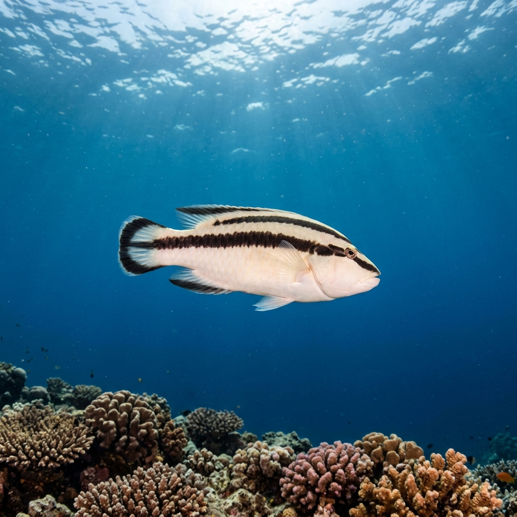 Underwater photograph of a juvenile Napoleon Wrasse