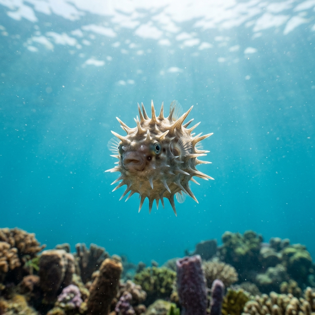 Underwater photograph of a juvenile Ocean Sunfish
