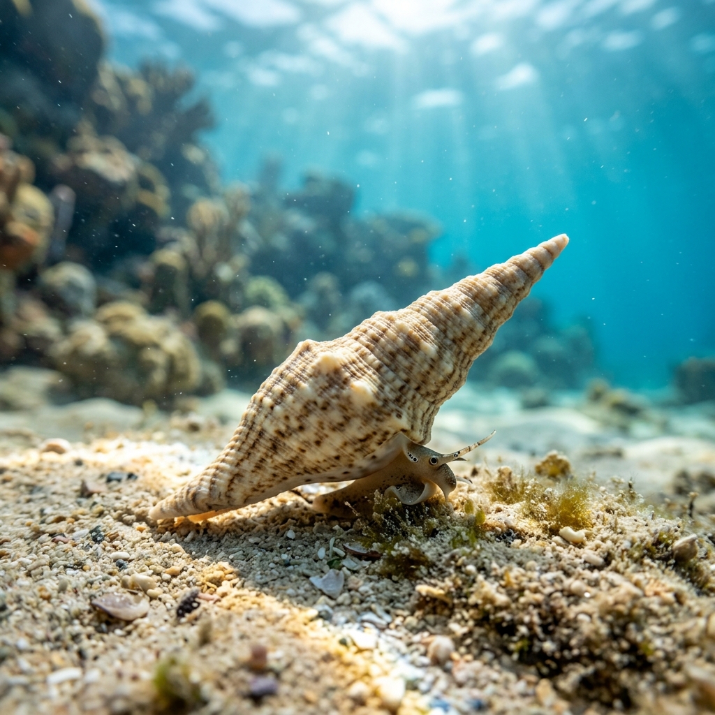 Underwater photograph of a juvenile Queen Conch