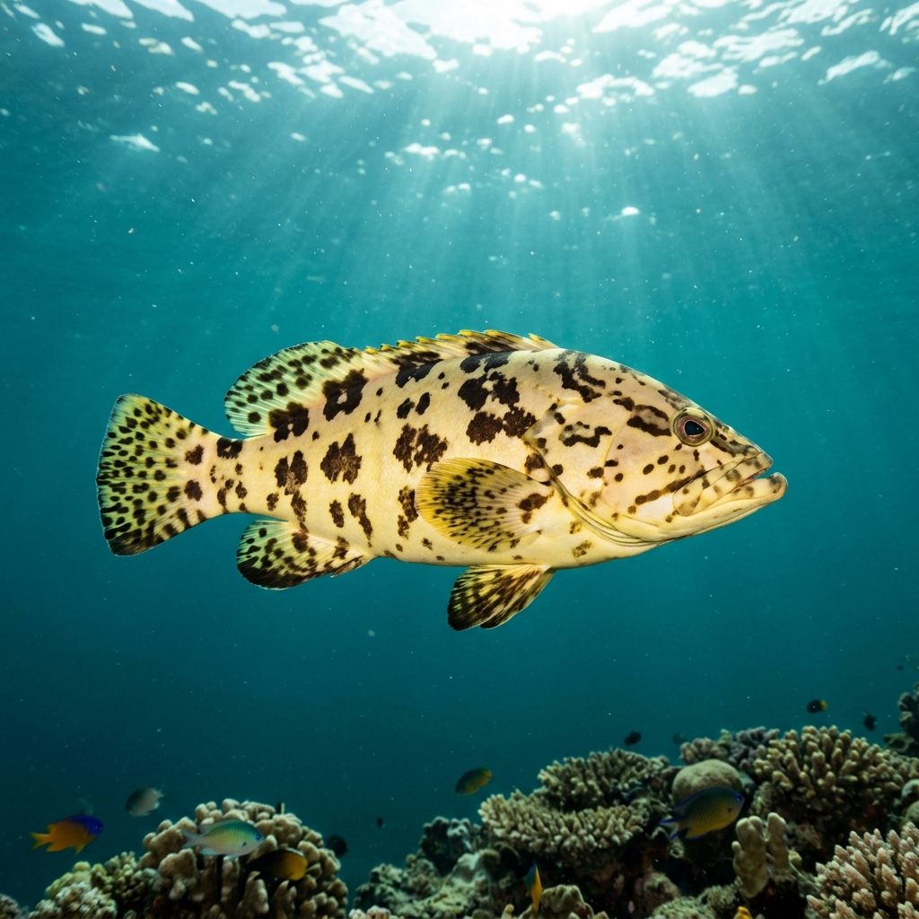 Underwater photograph of a juvenile Queensland Grouper