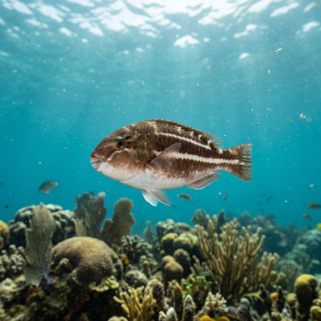 Underwater photograph of a juvenile Redband Parrotfish