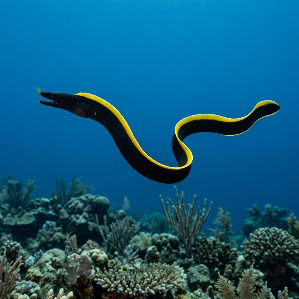 Underwater photograph of a juvenile Ribbon Eel