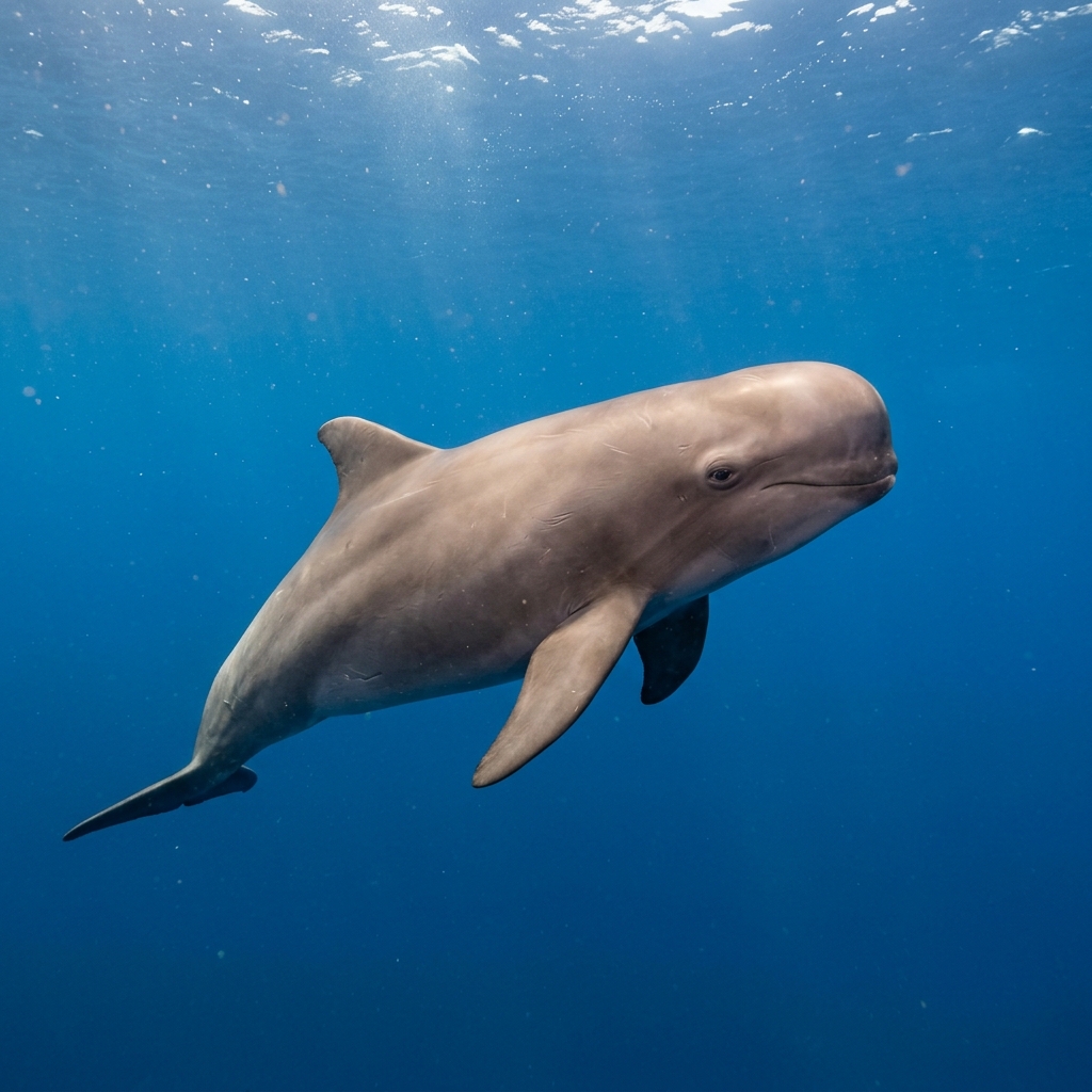Underwater photograph of a juvenile Risso's Dolphin