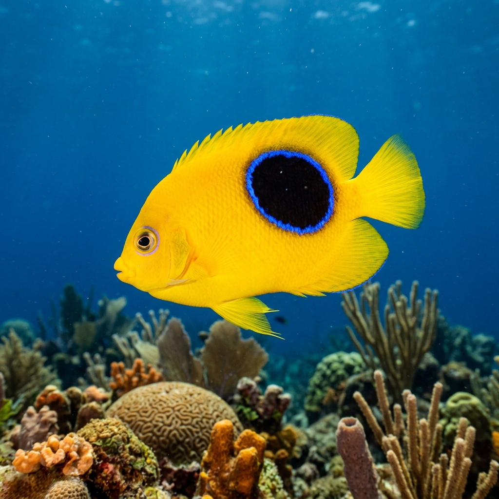 Underwater photograph of a juvenile Rock Beauty