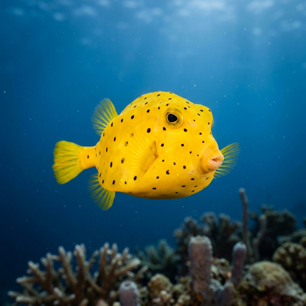 Underwater photograph of a juvenile Smooth Trunkfish