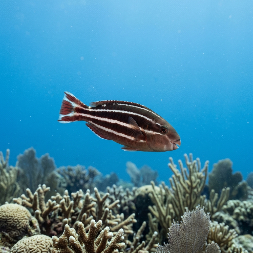 Underwater photograph of a juvenile Stoplight Parrotfish