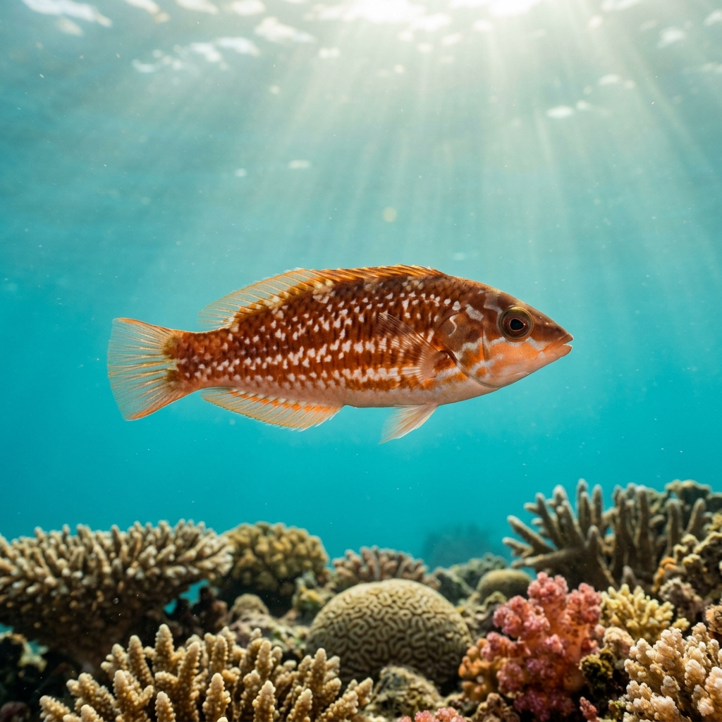 Underwater photograph of a juvenile Western King Wrasse
