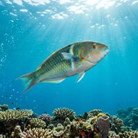Wrasse (Labridae spp.) swimming in its natural underwater habitat