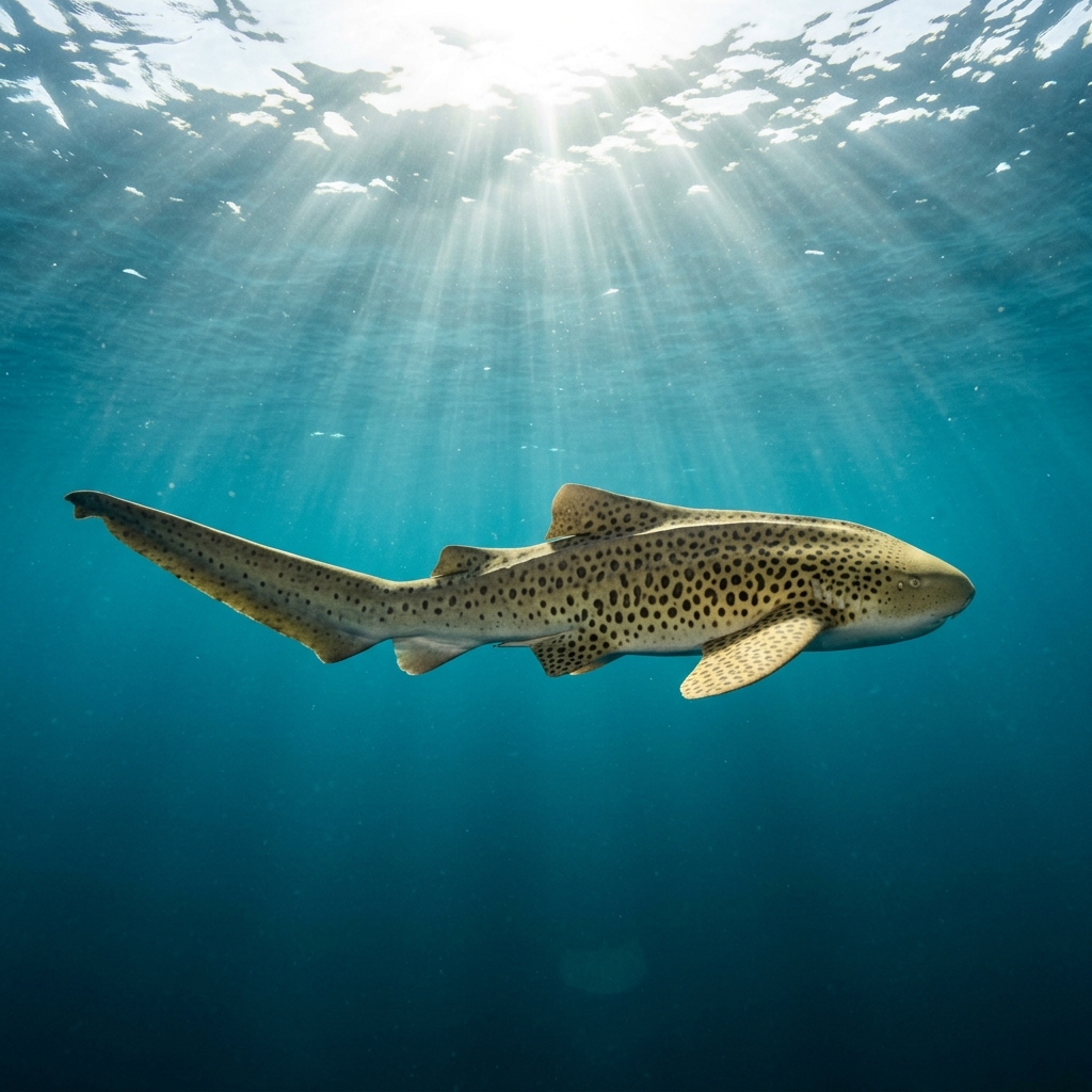 Zebra Shark (Stegostomatidae spp.) cruising through the ocean